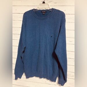 Nautica Men’s Sweater XL Blue 100% Cotton Crew Neck Long Sleeve Pullover